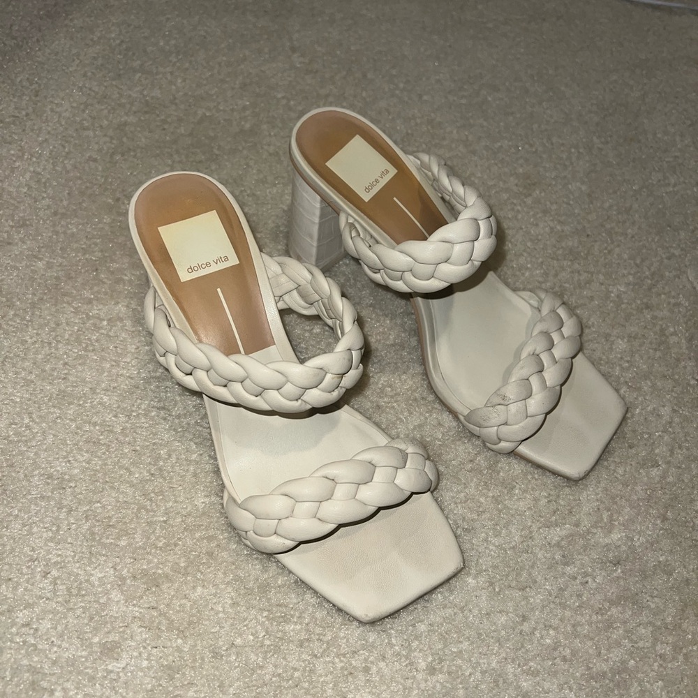 Dolce vita ivory braided heels